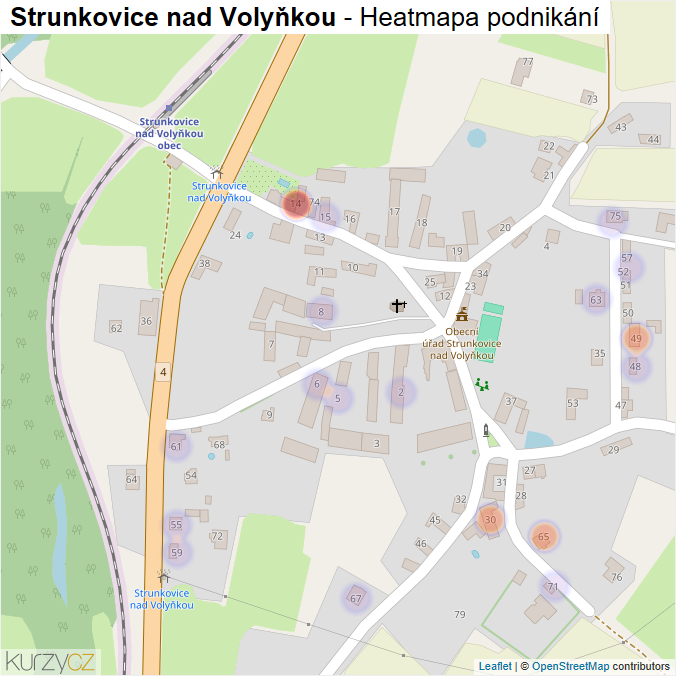 Mapa Strunkovice nad Volyňkou - Firmy v části obce.