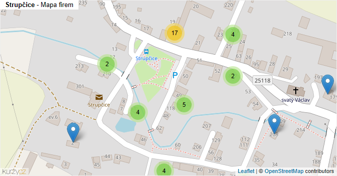 Strupčice - mapa obce