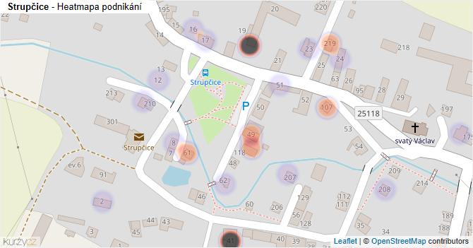 Strupčice - mapa podnikání