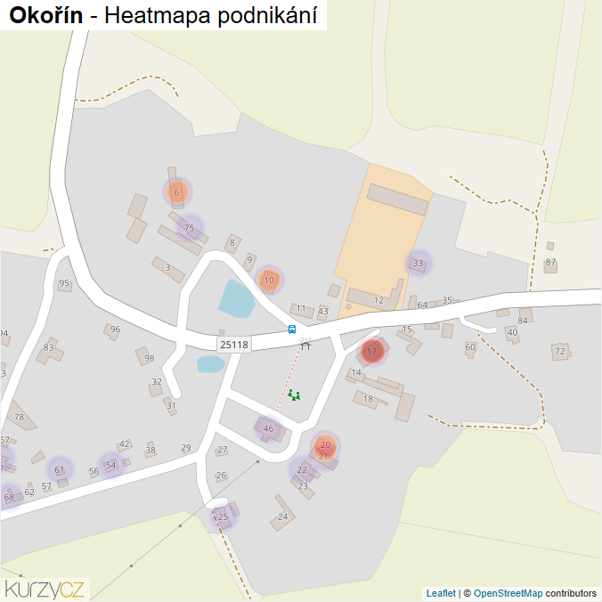 Mapa Okořín - Firmy v části obce.