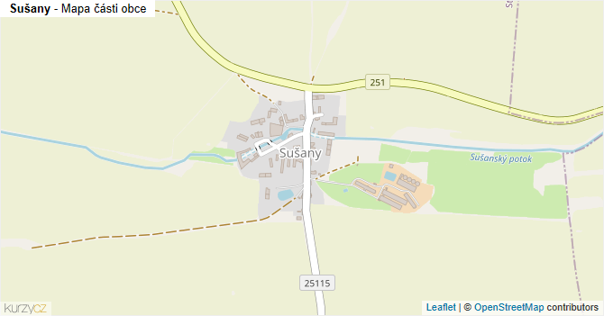 Sušany - mapa části obce