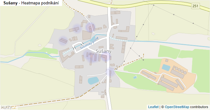 Sušany - mapa podnikání