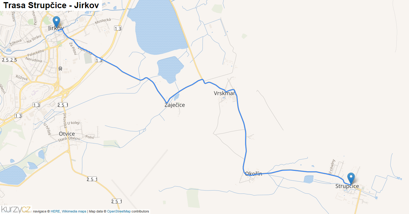 Strupčice-Jirkov, mapa trasy