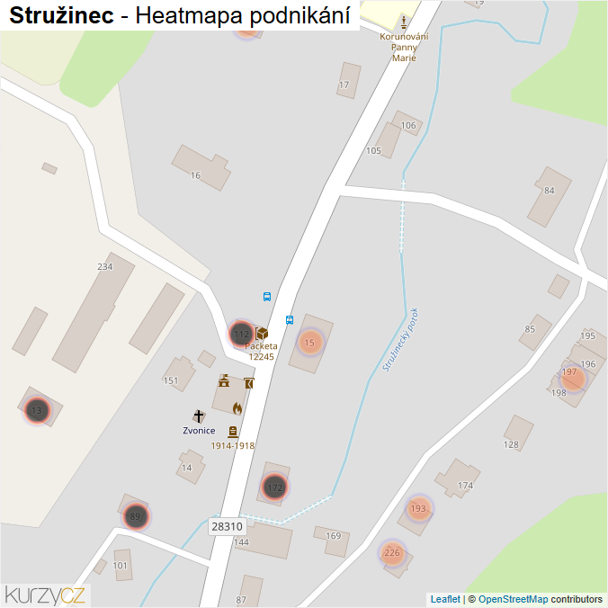 Mapa Stružinec - Firmy v obci.