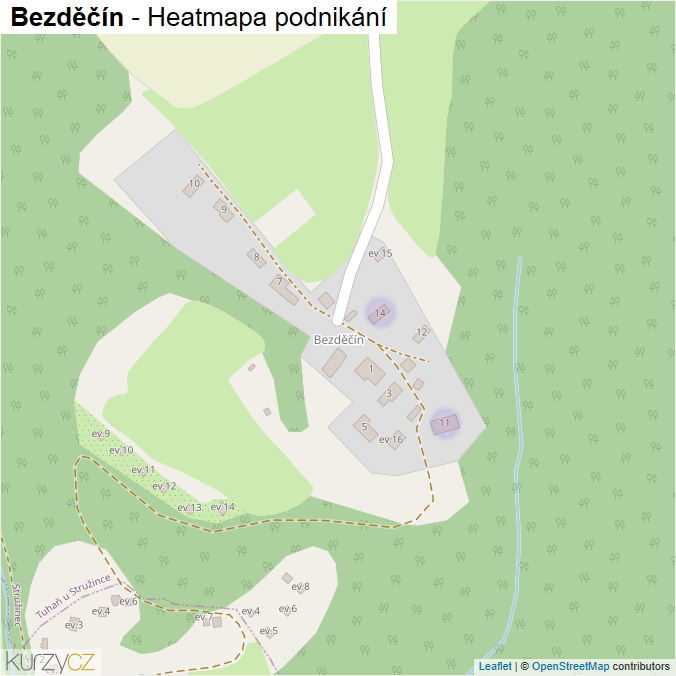 Mapa Bezděčín - Firmy v části obce.