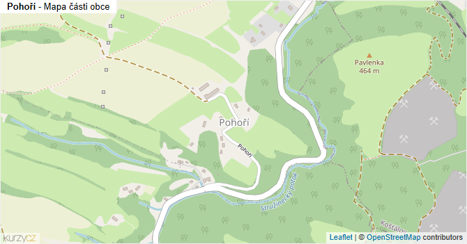 Pohoří - mapa části obce