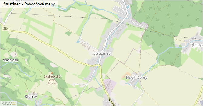 Stružinec - záplavové mapy stoleté vody
