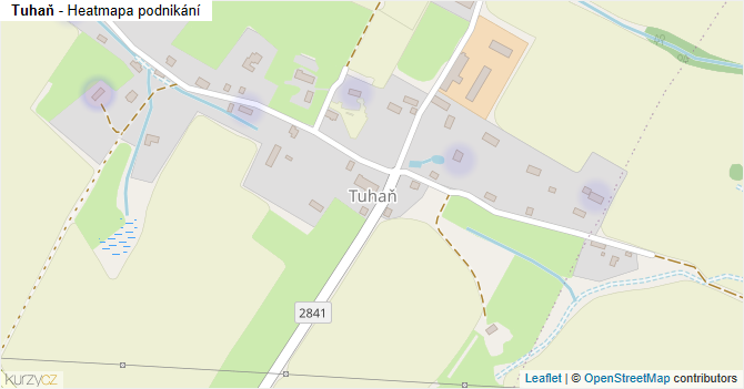 Tuhaň - mapa podnikání