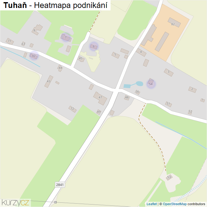 Mapa Tuhaň - Firmy v části obce.
