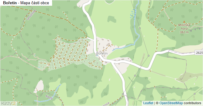 Bořetín - mapa části obce