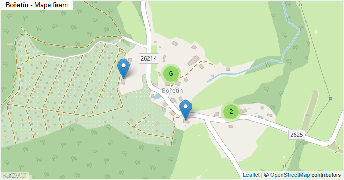 Bořetín - mapa firem