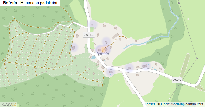 Bořetín - mapa podnikání