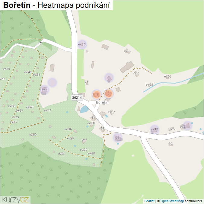 Mapa Bořetín - Firmy v části obce.