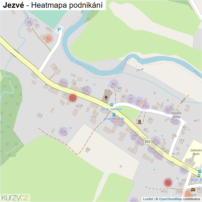 Mapa Jezvé - Firmy v části obce.