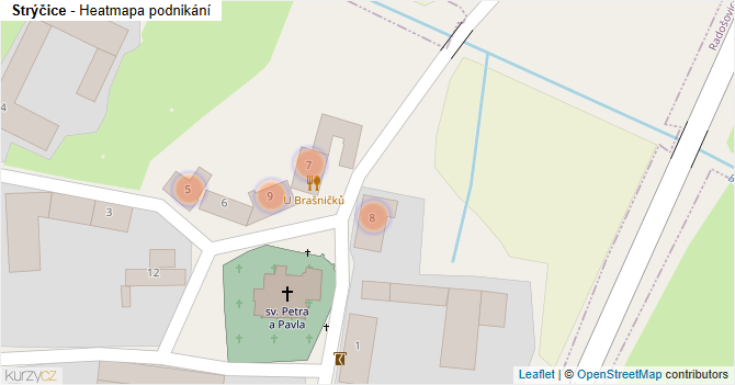 Strýčice - mapa podnikání