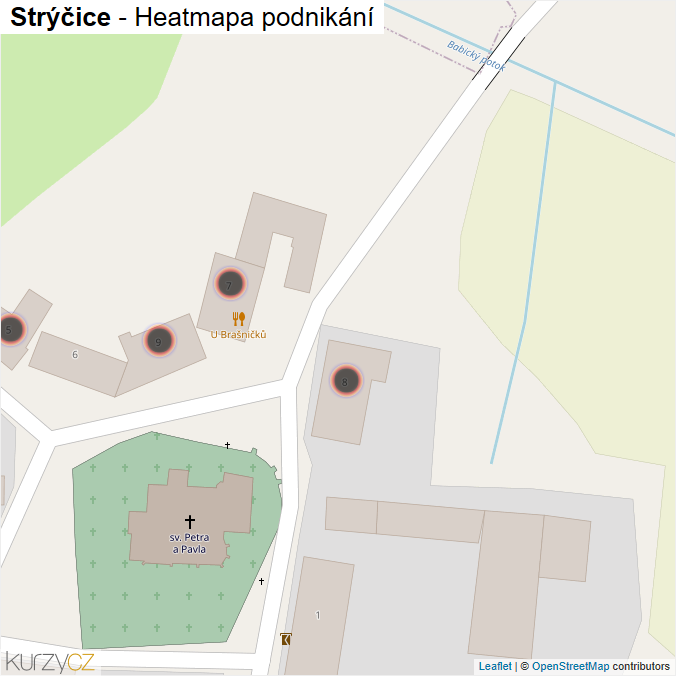 Mapa Strýčice - Firmy v obci.