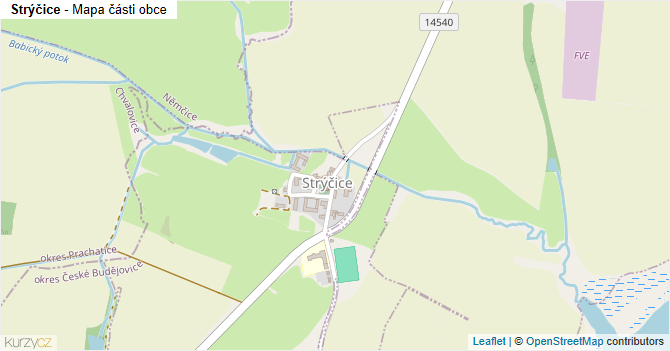 Strýčice - mapa části obce