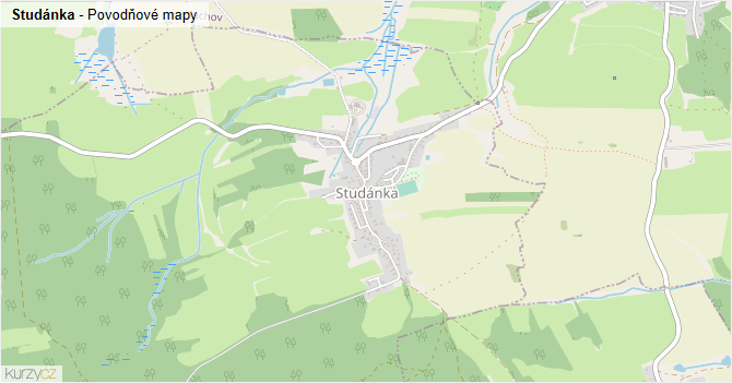 Studánka - záplavové mapy stoleté vody