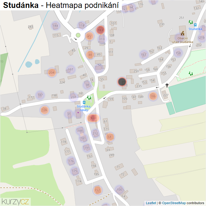 Mapa Studánka - Firmy v části obce.
