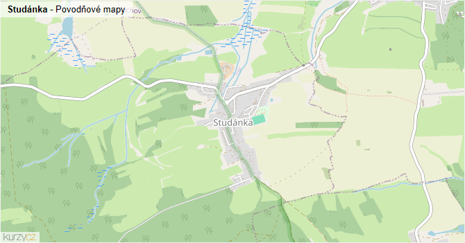 Studánka - záplavové mapy stoleté vody
