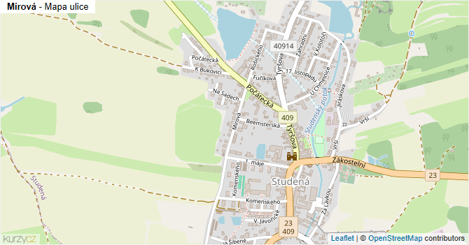 Mírová - mapa ulice