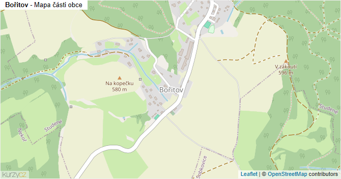 Bořitov - mapa části obce