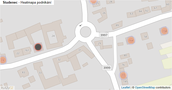 Studenec - mapa podnikání