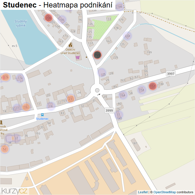 Mapa Studenec - Firmy v části obce.