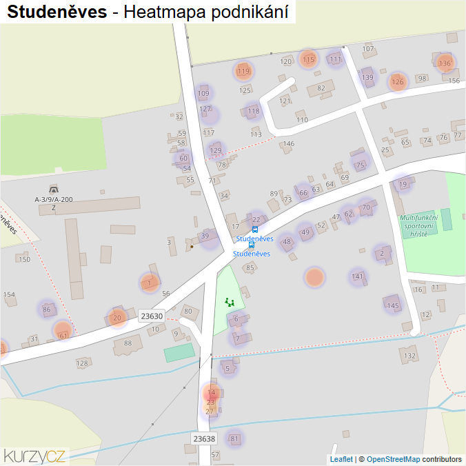 Mapa Studeněves - Firmy v části obce.