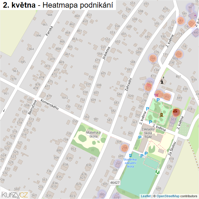 Mapa 2. května - Firmy v ulici.