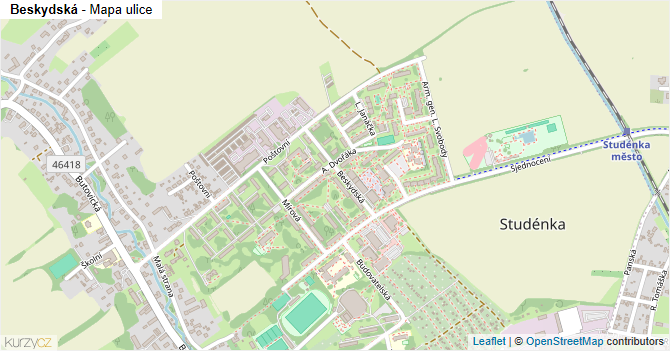 Beskydská - mapa ulice