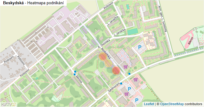 Beskydská - mapa podnikání