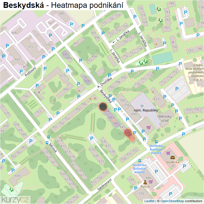 Mapa Beskydská - Firmy v ulici.