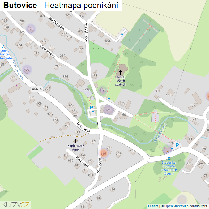 Mapa Butovice - Firmy v části obce.