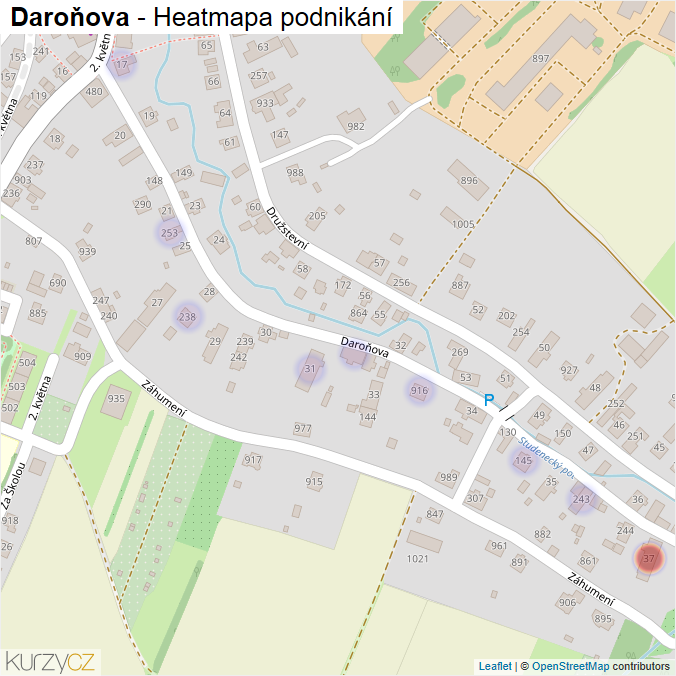 Mapa Daroňova - Firmy v ulici.
