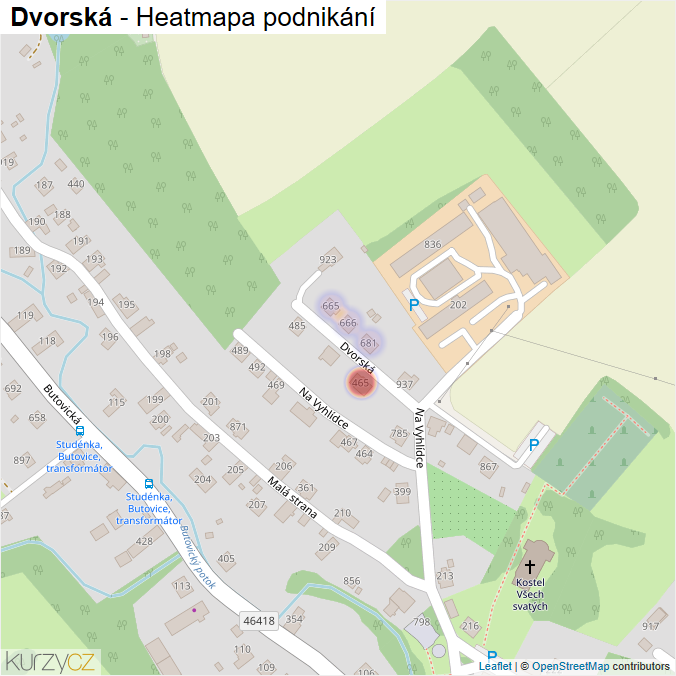 Mapa Dvorská - Firmy v ulici.