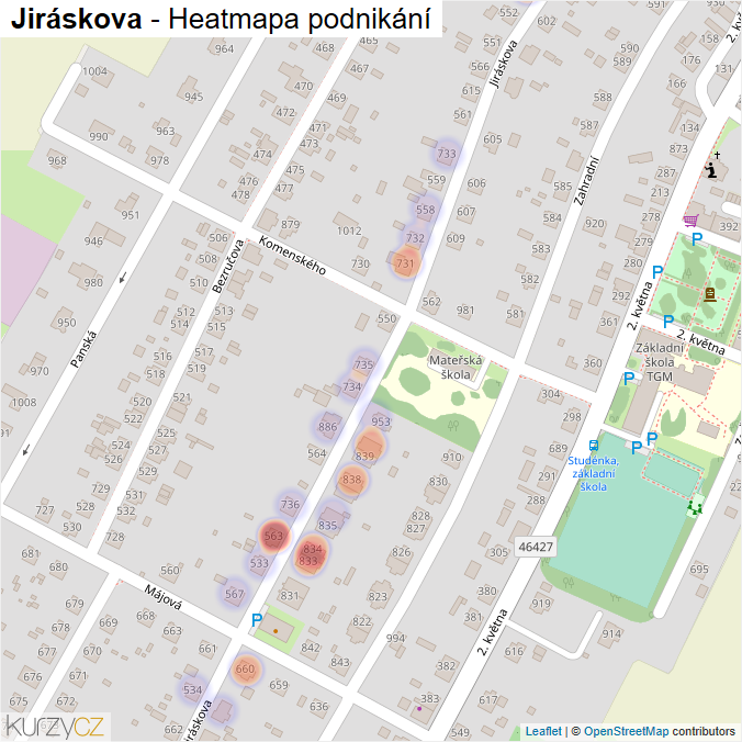 Mapa Jiráskova - Firmy v ulici.