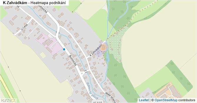K Zahrádkám - mapa podnikání