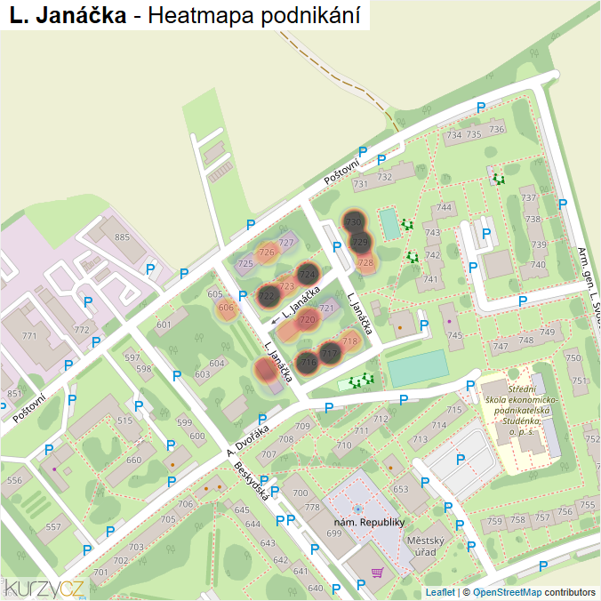Mapa L. Janáčka - Firmy v ulici.