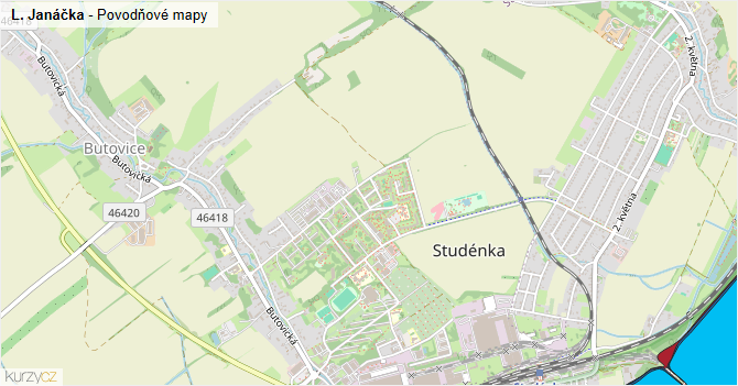 L. Janáčka - záplavové mapy stoleté vody