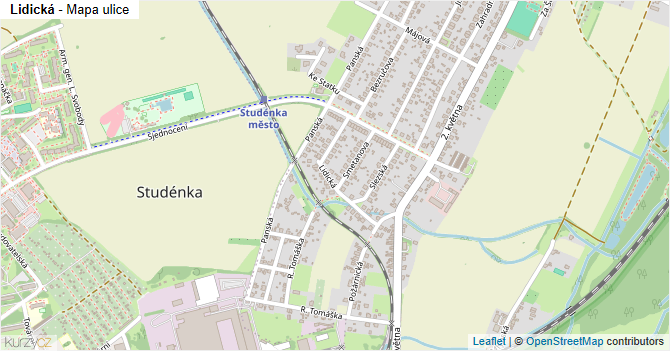 Lidická - mapa ulice