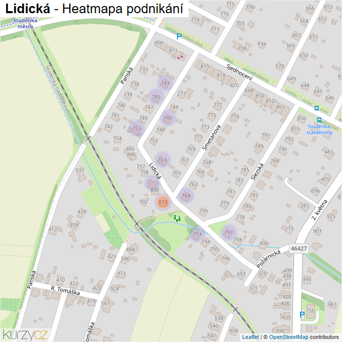 Mapa Lidická - Firmy v ulici.