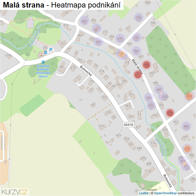 Mapa Malá strana - Firmy v ulici.