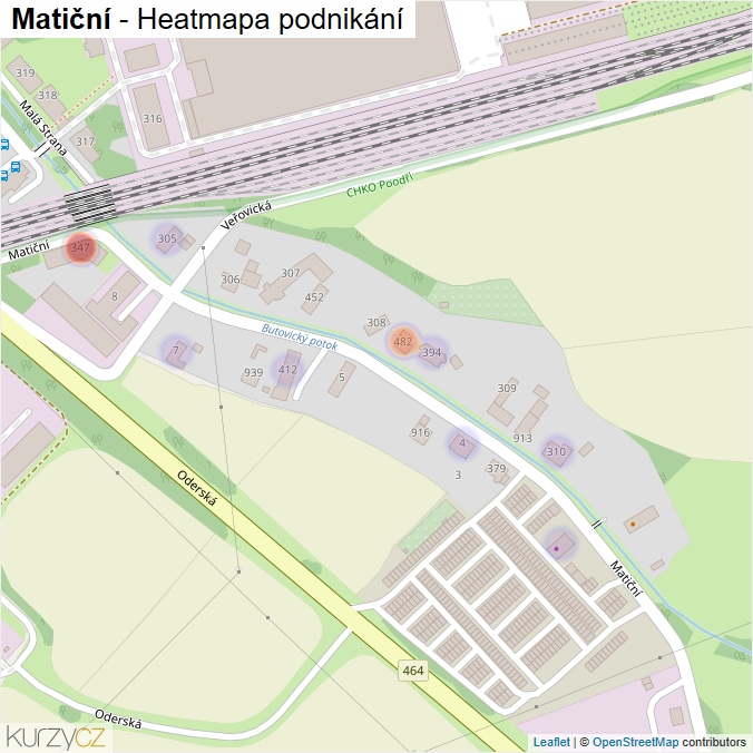 Mapa Matiční - Firmy v ulici.