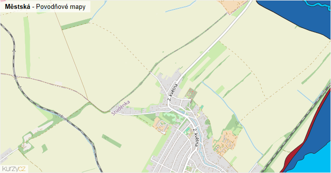 Městská - záplavové mapy stoleté vody