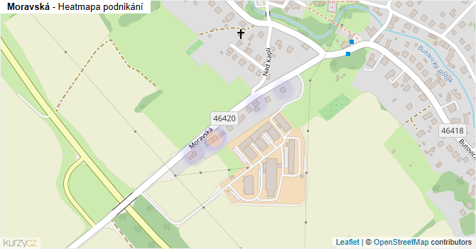 Moravská - mapa podnikání