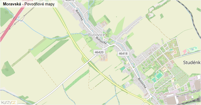 Moravská - záplavové mapy stoleté vody
