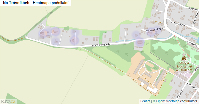 Na Trávníkách - mapa podnikání