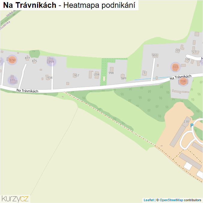 Mapa Na Trávníkách - Firmy v ulici.