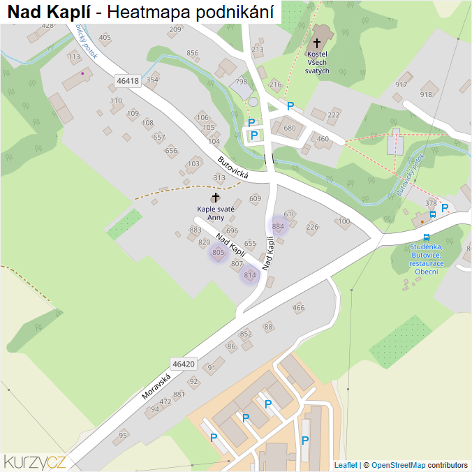 Mapa Nad Kaplí - Firmy v ulici.